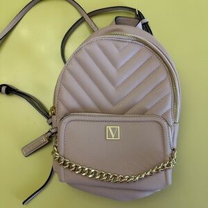 Victoria’s Secret Quilted Backpack with Gold Chain